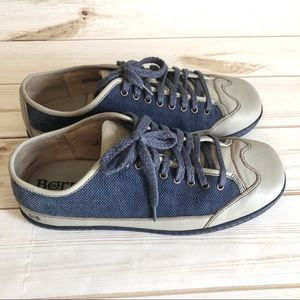 BORN vintage blue grey leather corduroy lace up shoes